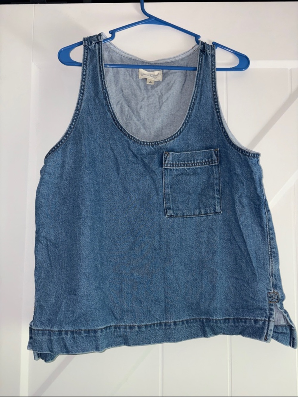 Universal Thread Blue Denim Tank Top with Chest Pocket